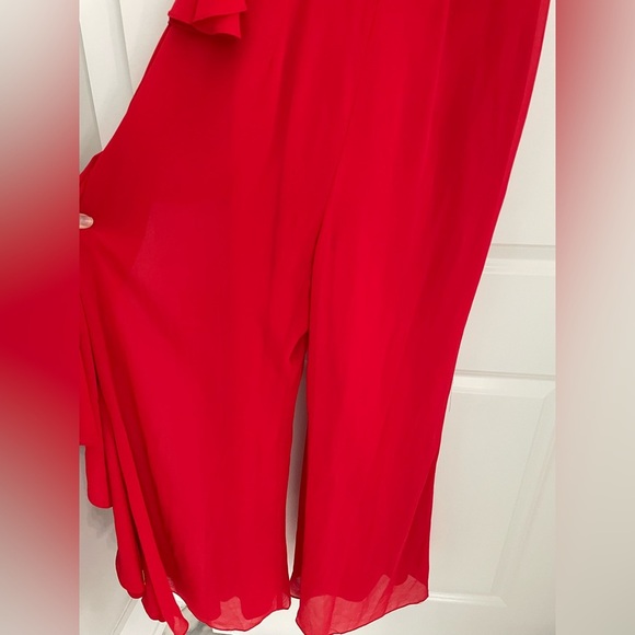 Mac Duggal Red Chiffon Ruffle Jumpsuit Size 4 Evening Formal Wedding Cocktail. 6 - Picture 3 of 10